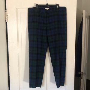 Tartan Plaid Green/Blue/Black Ankle J.Crew Trouser Size 8